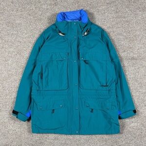 LL Bean Teal Blue Goretex Waterproof Ski Parka Jacket Women’s XL Roll Away Hood